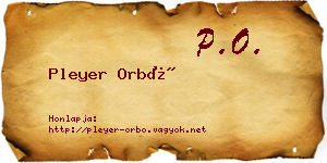 Pleyer Orbó névjegykártya
